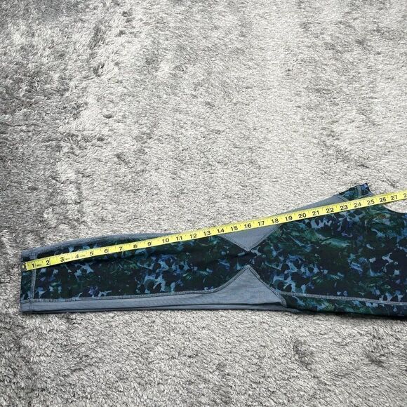 Lululemon Running In The City Mesh Panel Legging Blue Green Floral - Picture 9 of 12